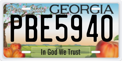 GA license plate PBE5940