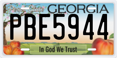 GA license plate PBE5944