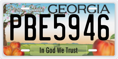 GA license plate PBE5946