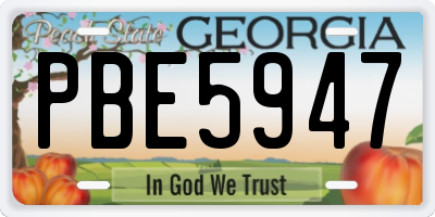 GA license plate PBE5947