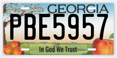 GA license plate PBE5957