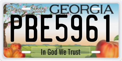 GA license plate PBE5961