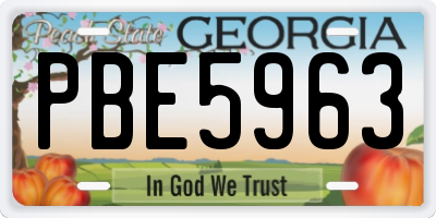 GA license plate PBE5963