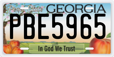 GA license plate PBE5965