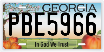 GA license plate PBE5966