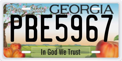 GA license plate PBE5967