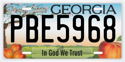 GA license plate PBE5968