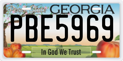GA license plate PBE5969