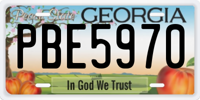 GA license plate PBE5970