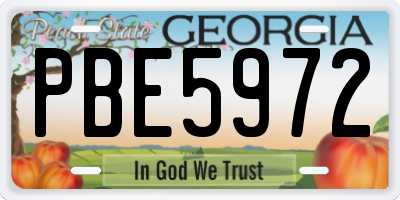GA license plate PBE5972