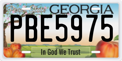 GA license plate PBE5975