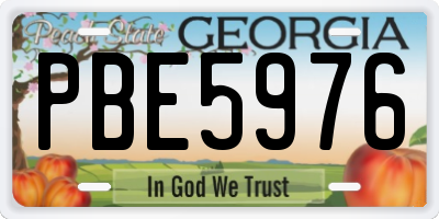 GA license plate PBE5976
