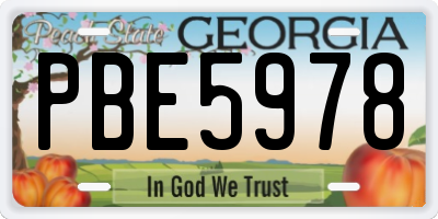 GA license plate PBE5978