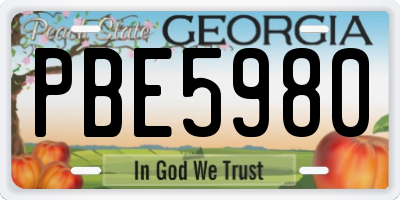 GA license plate PBE5980