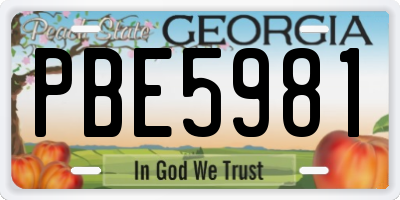 GA license plate PBE5981