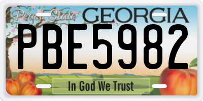 GA license plate PBE5982