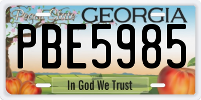 GA license plate PBE5985