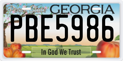 GA license plate PBE5986