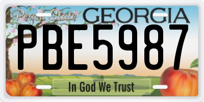 GA license plate PBE5987
