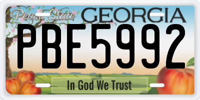 GA license plate PBE5992