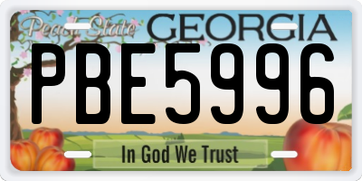 GA license plate PBE5996