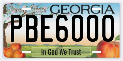 GA license plate PBE6000