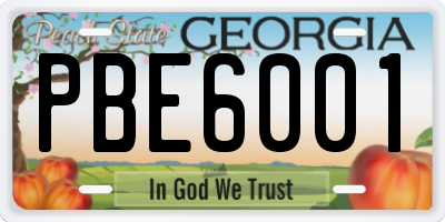 GA license plate PBE6001