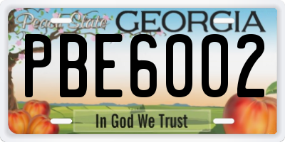 GA license plate PBE6002