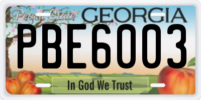 GA license plate PBE6003