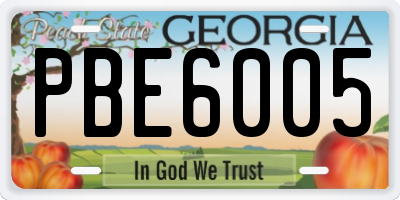 GA license plate PBE6005