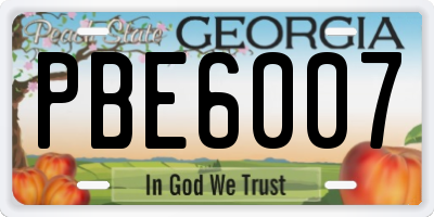 GA license plate PBE6007