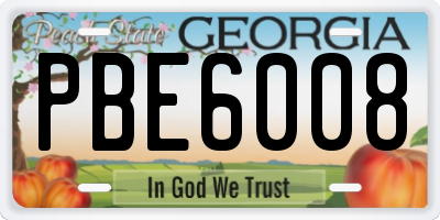 GA license plate PBE6008