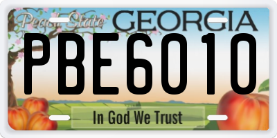 GA license plate PBE6010