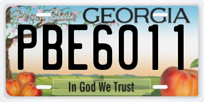 GA license plate PBE6011