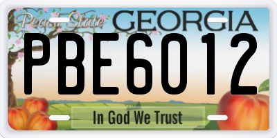 GA license plate PBE6012