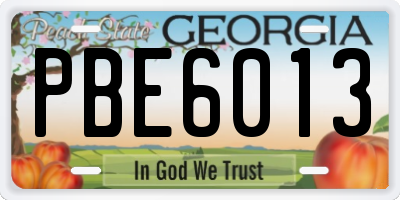 GA license plate PBE6013