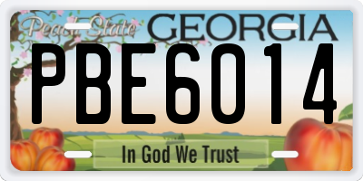 GA license plate PBE6014