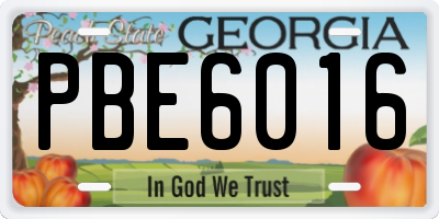 GA license plate PBE6016