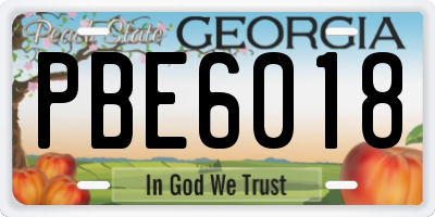 GA license plate PBE6018