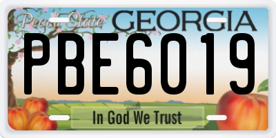 GA license plate PBE6019