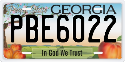 GA license plate PBE6022