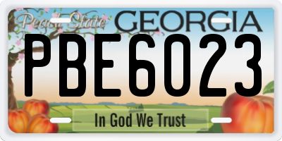 GA license plate PBE6023