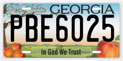 GA license plate PBE6025
