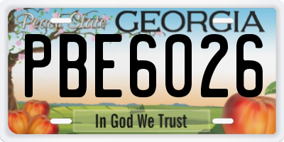 GA license plate PBE6026