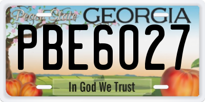 GA license plate PBE6027