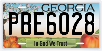 GA license plate PBE6028