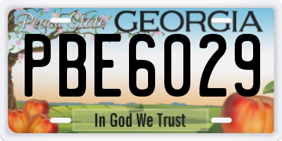 GA license plate PBE6029