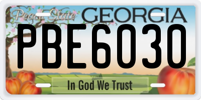 GA license plate PBE6030