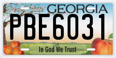 GA license plate PBE6031