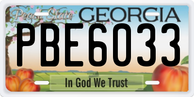 GA license plate PBE6033